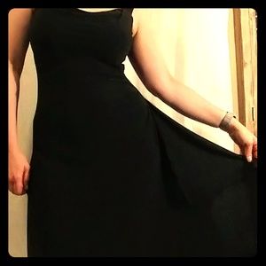 Floor length backless black semi-formal dress